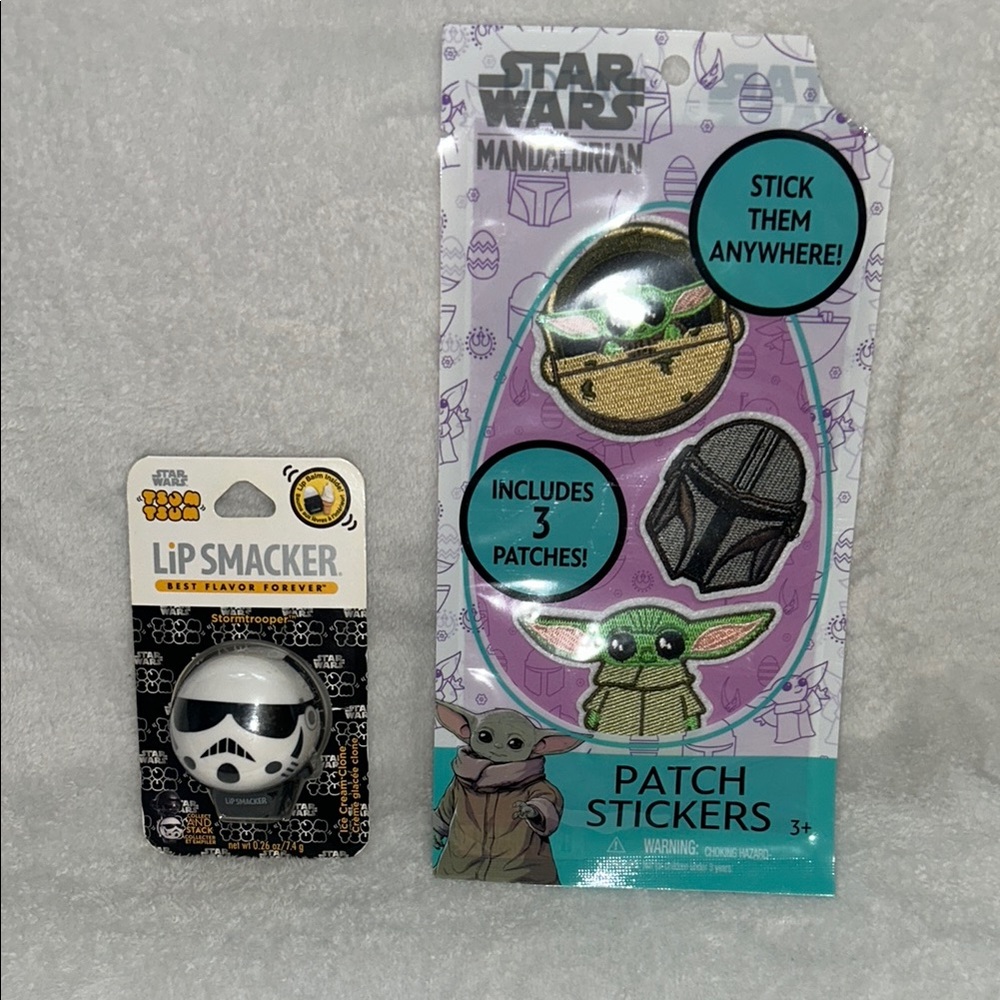 Disney Star Wars Mandalorian Patch Stickers and Lip Smacker Set
